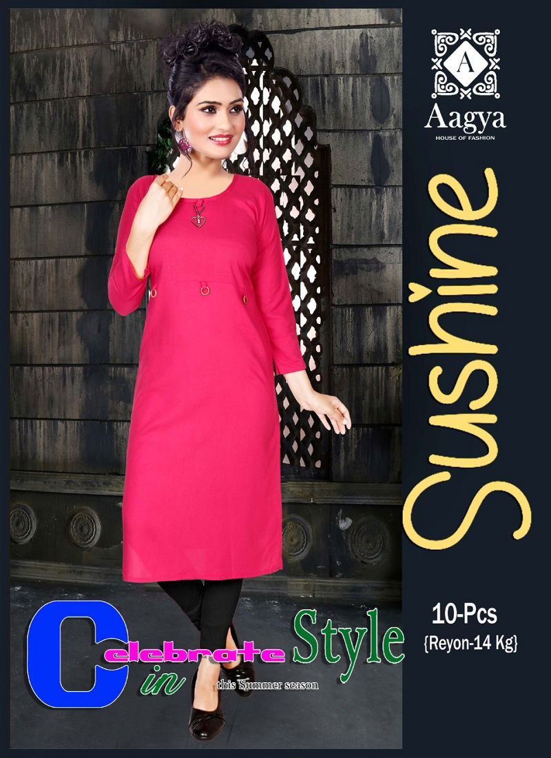 Aagya Sunshine  Latest Fancy Designer Ethnic Style Casual Wear Kurti Collection